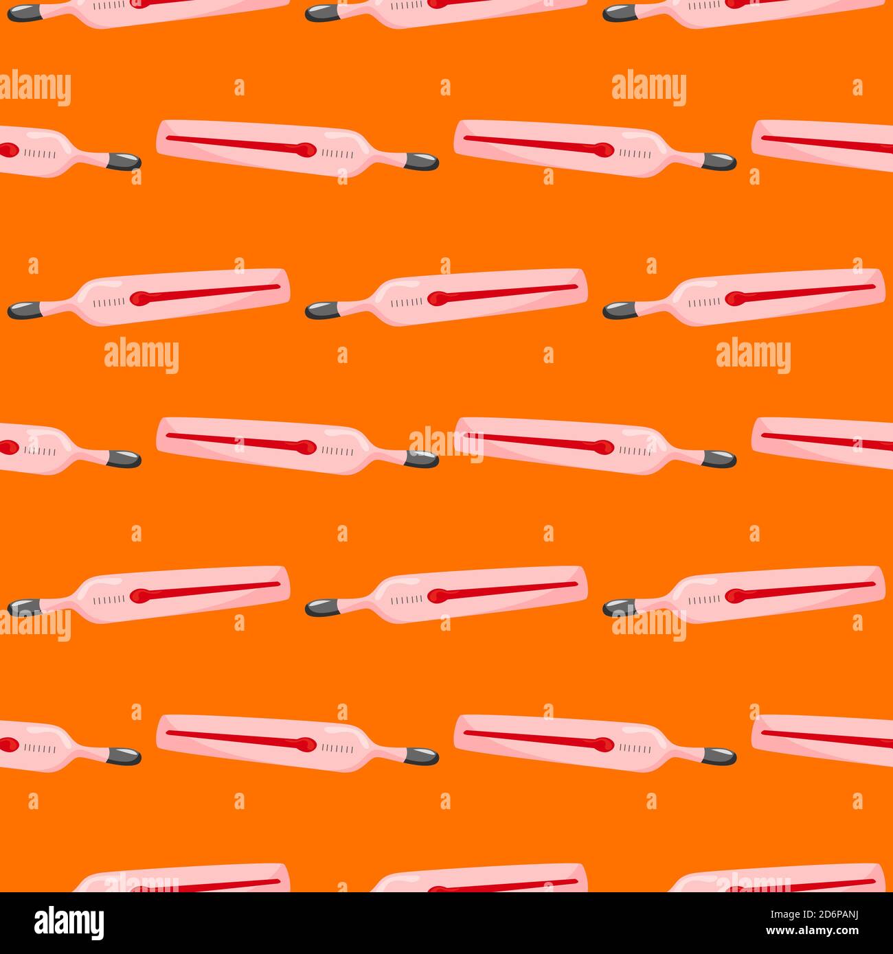 Medical thermometer,seamless pattern on orange background. Stock Vector