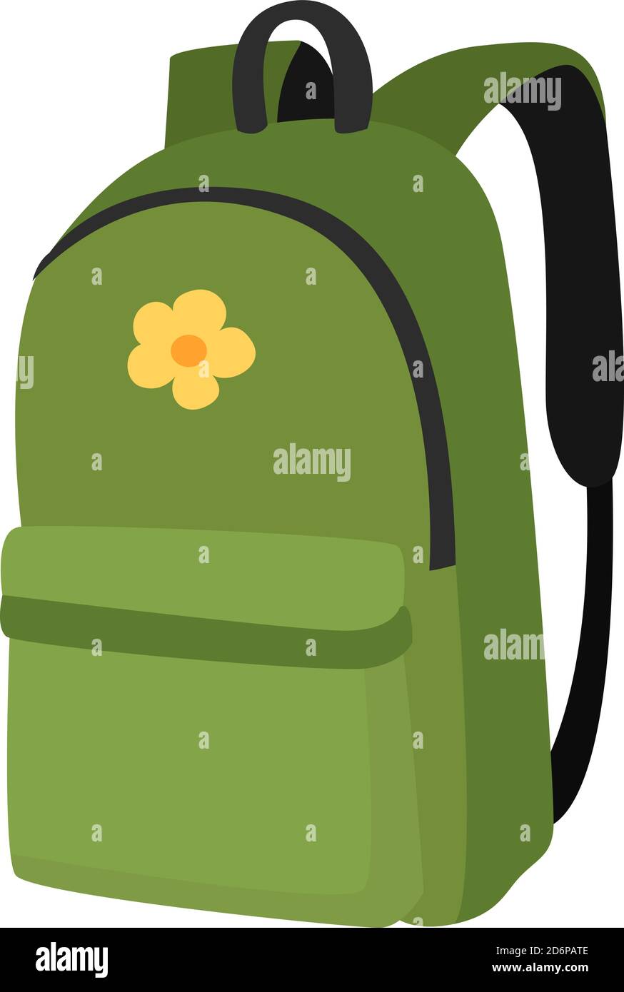 Green backpack, illustration, vector on white background. Stock Vector