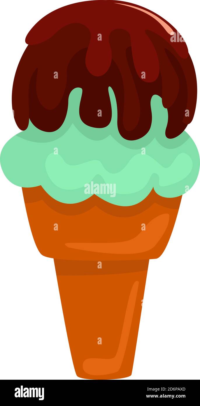 Green ice cream, illustration, vector on white background Stock Vector