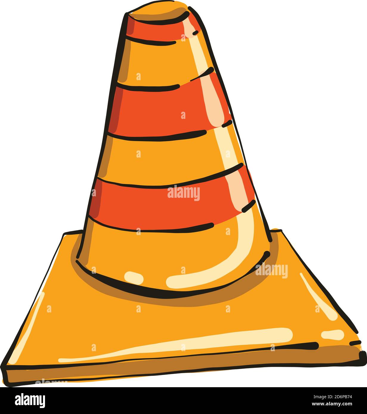 Orange cones, illustration, vector on white background Stock Vector