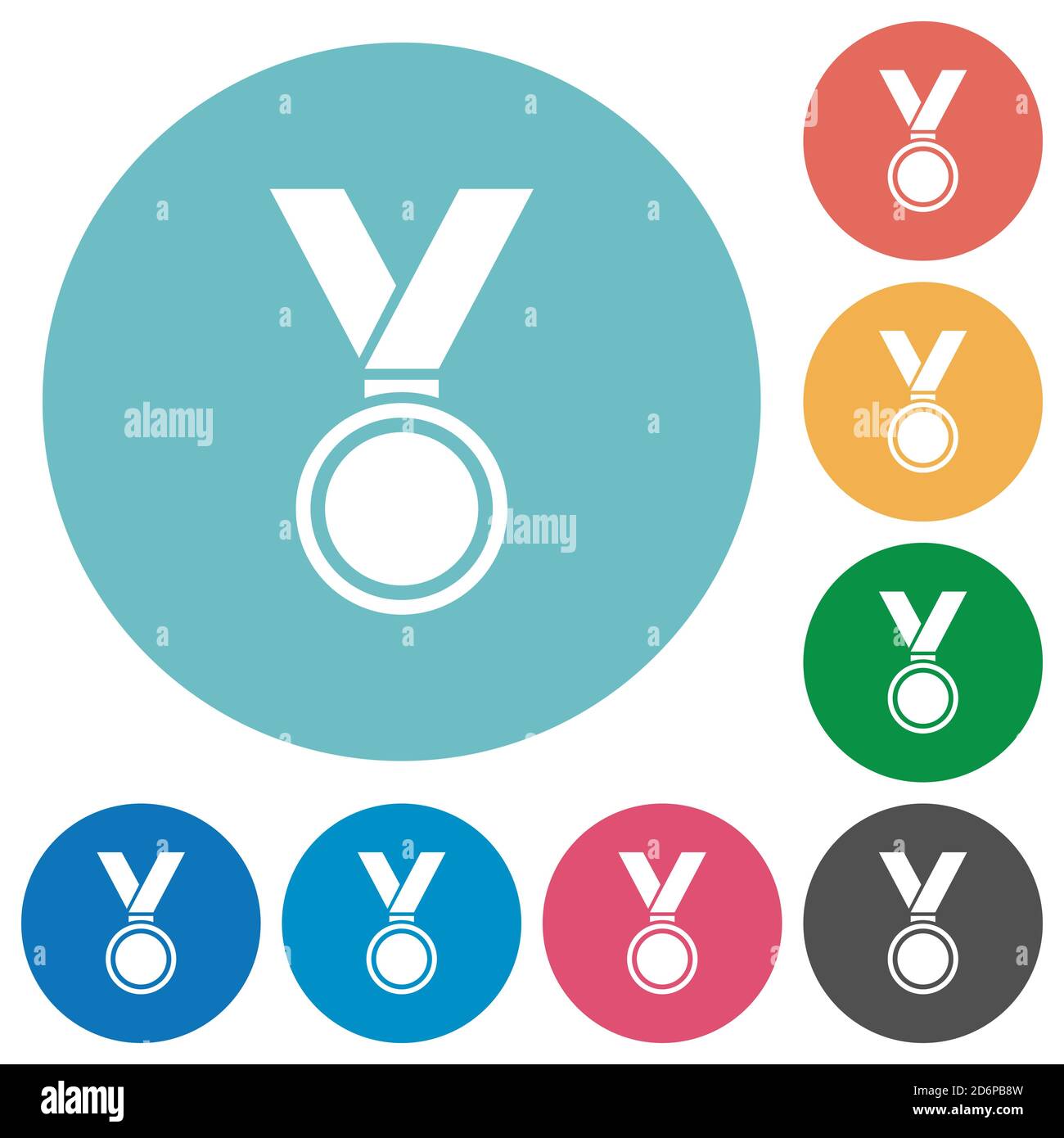 Medal flat white icons on round color backgrounds Stock Vector Image ...