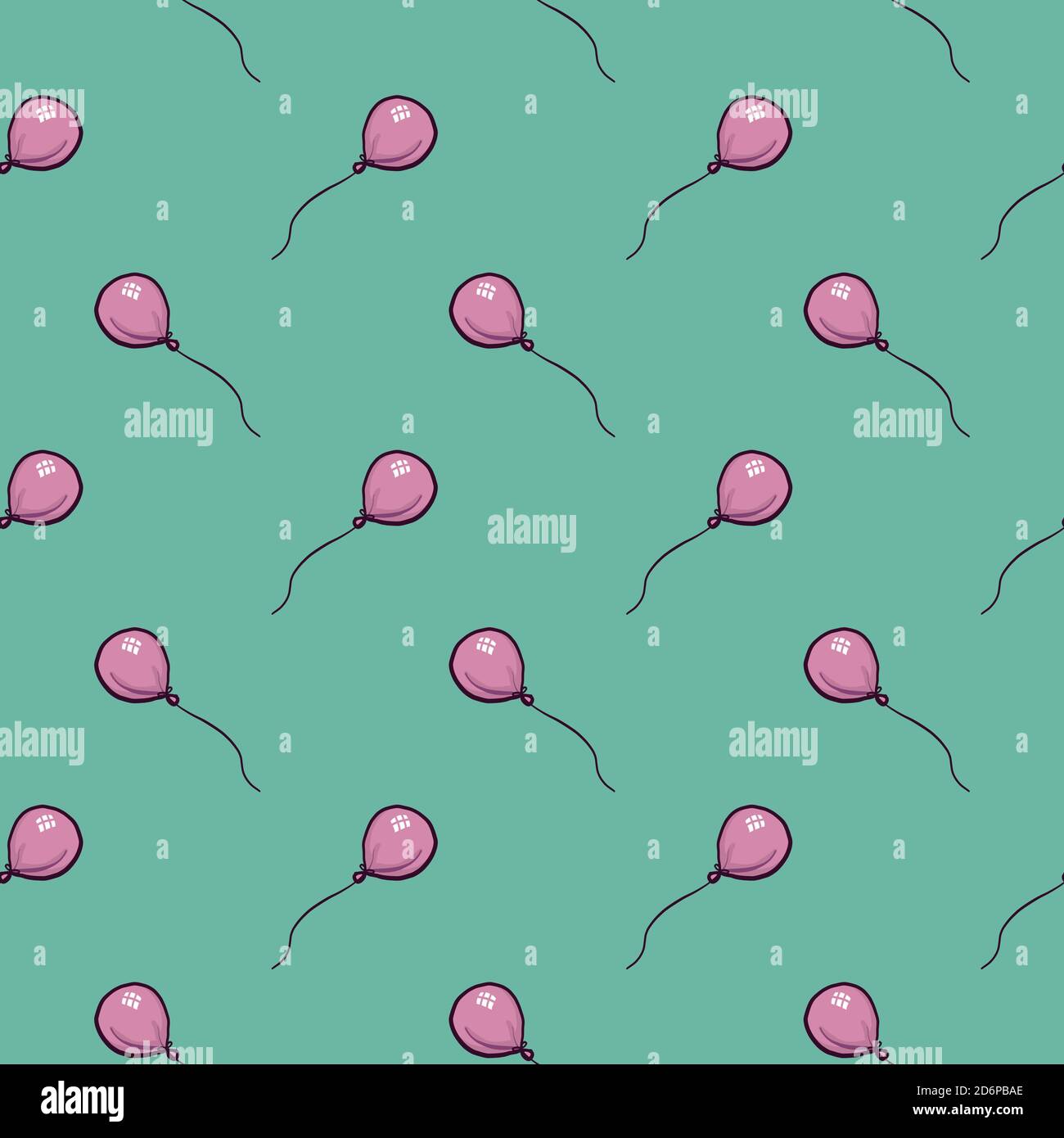 Pink balloons,seamless pattern on mint green background. Stock Vector