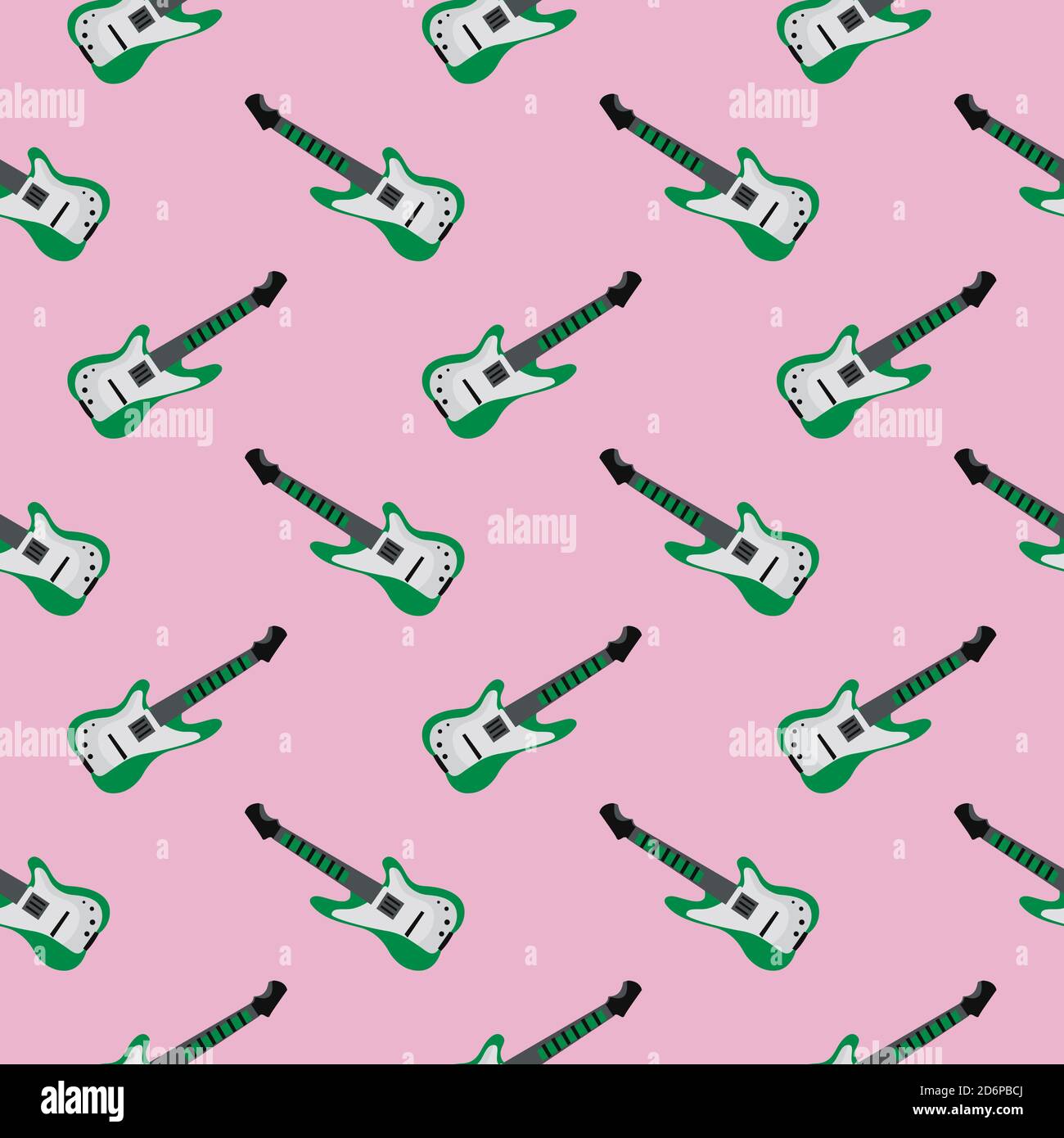 Electric guitar,seamless pattern on pink background. Stock Vector