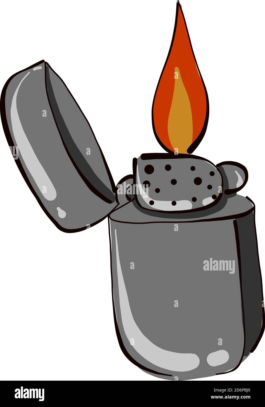 Metal lighter, illustration, vector on white background. Stock Vector