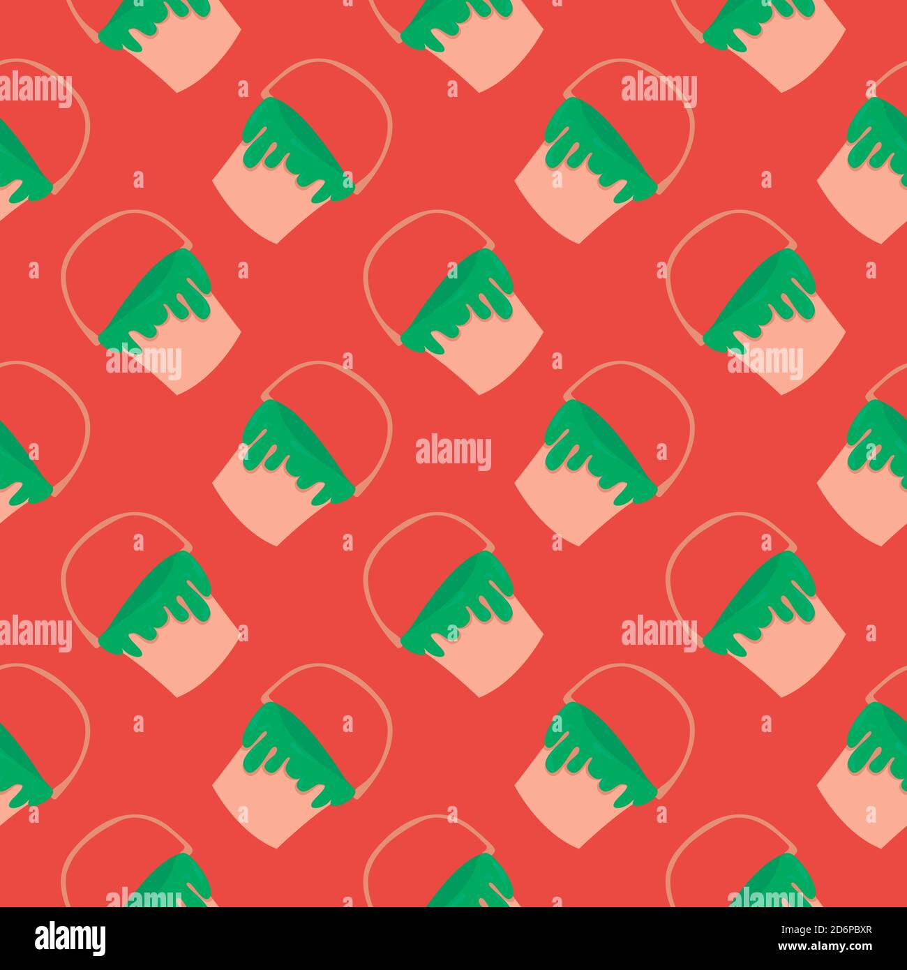 Green paint,seamless pattern on red background. Stock Vector
