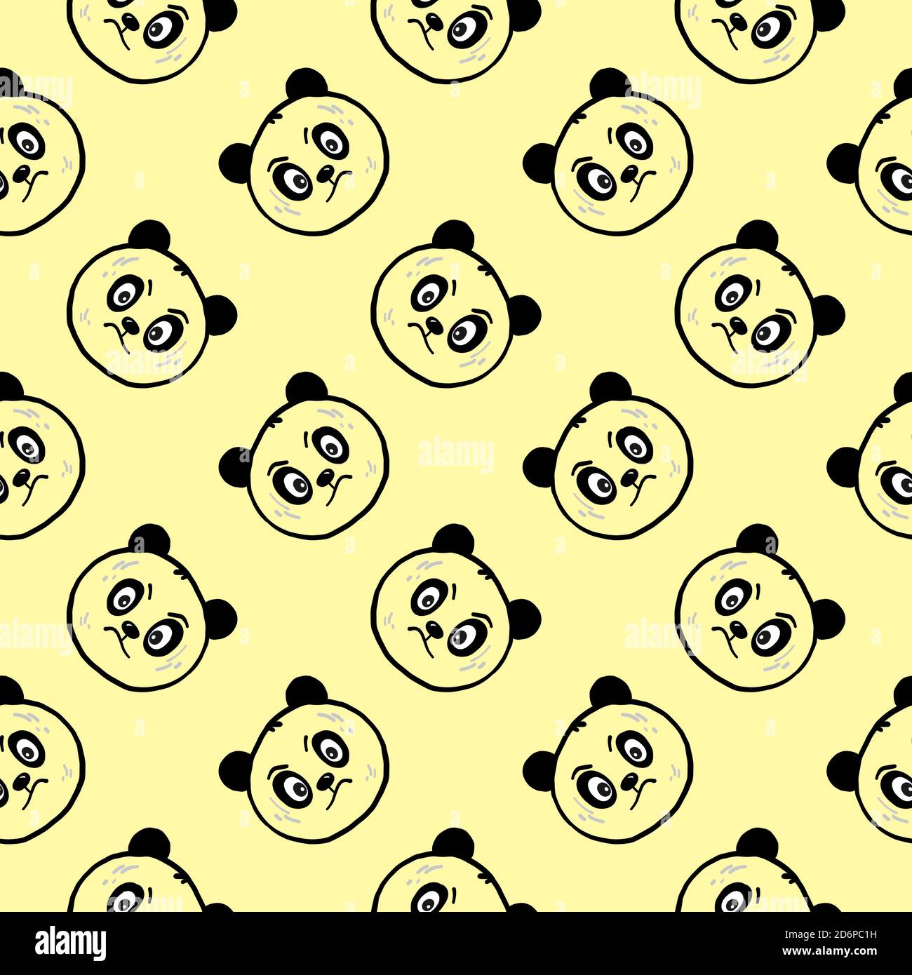 Angry panda bear,seamless pattern on yellow background. Stock Vector