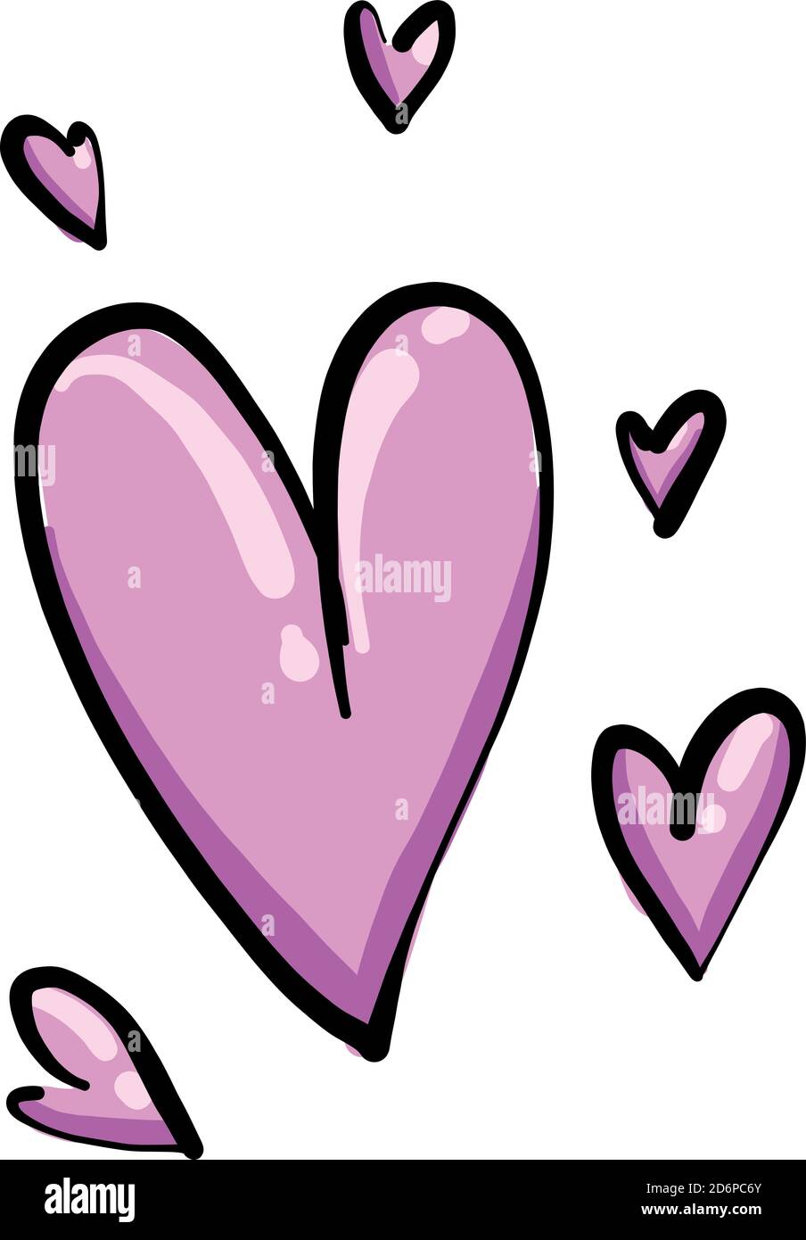 Purple hearts, illustration, vector on white background. Stock Vector