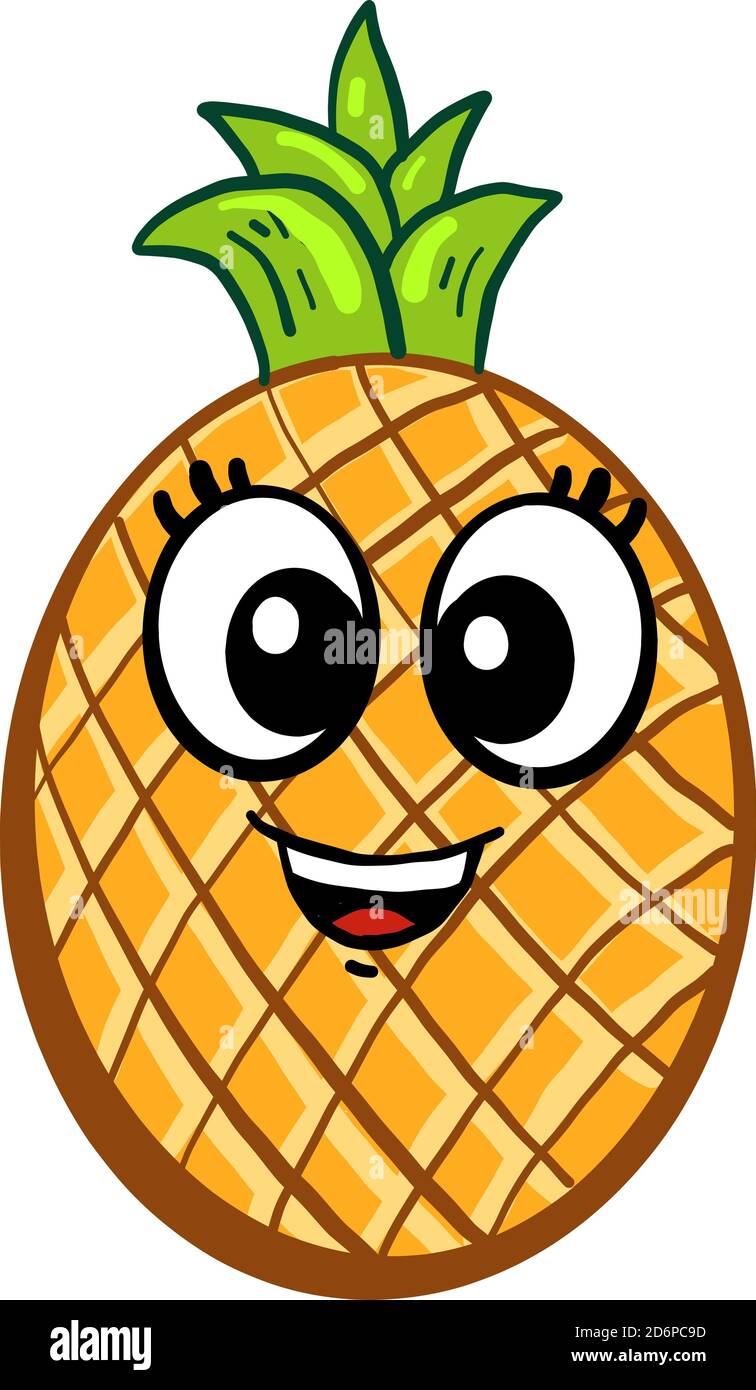 Pineapple with big eyes, illustration, vector on white background Stock