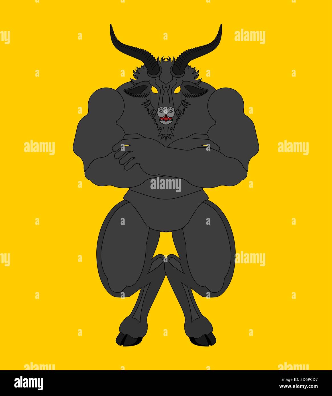 Angry Strong goat. Evil goat. wicked animal. vector illustration Stock Vector