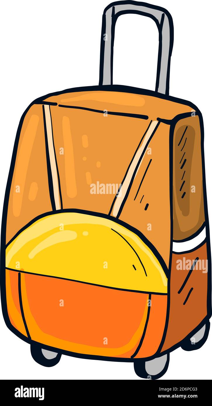 Orange suitcase, illustration, vector on white background. Stock Vector
