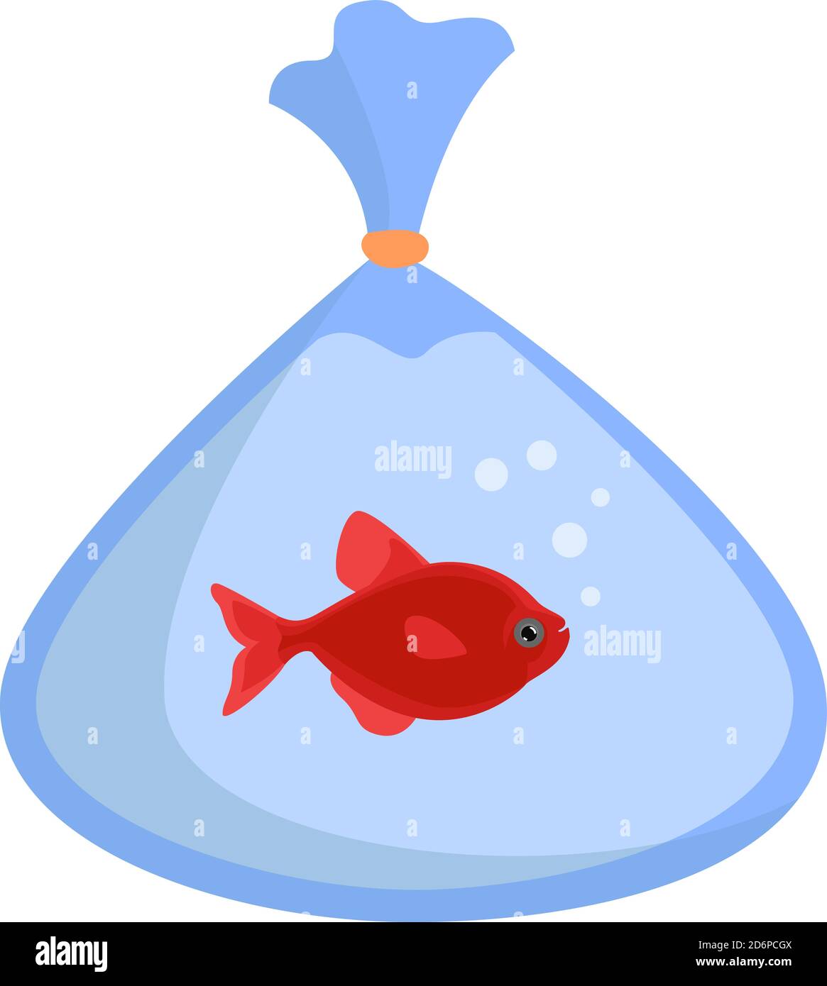 Fish in a bag, illustration, vector on white background Stock Vector