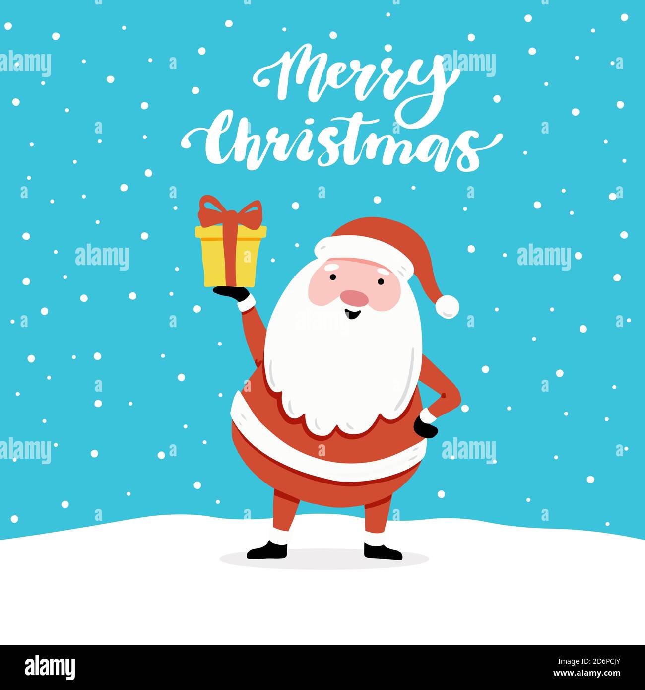 Christmas greeting card design with cartoon Santa Claus character with ...