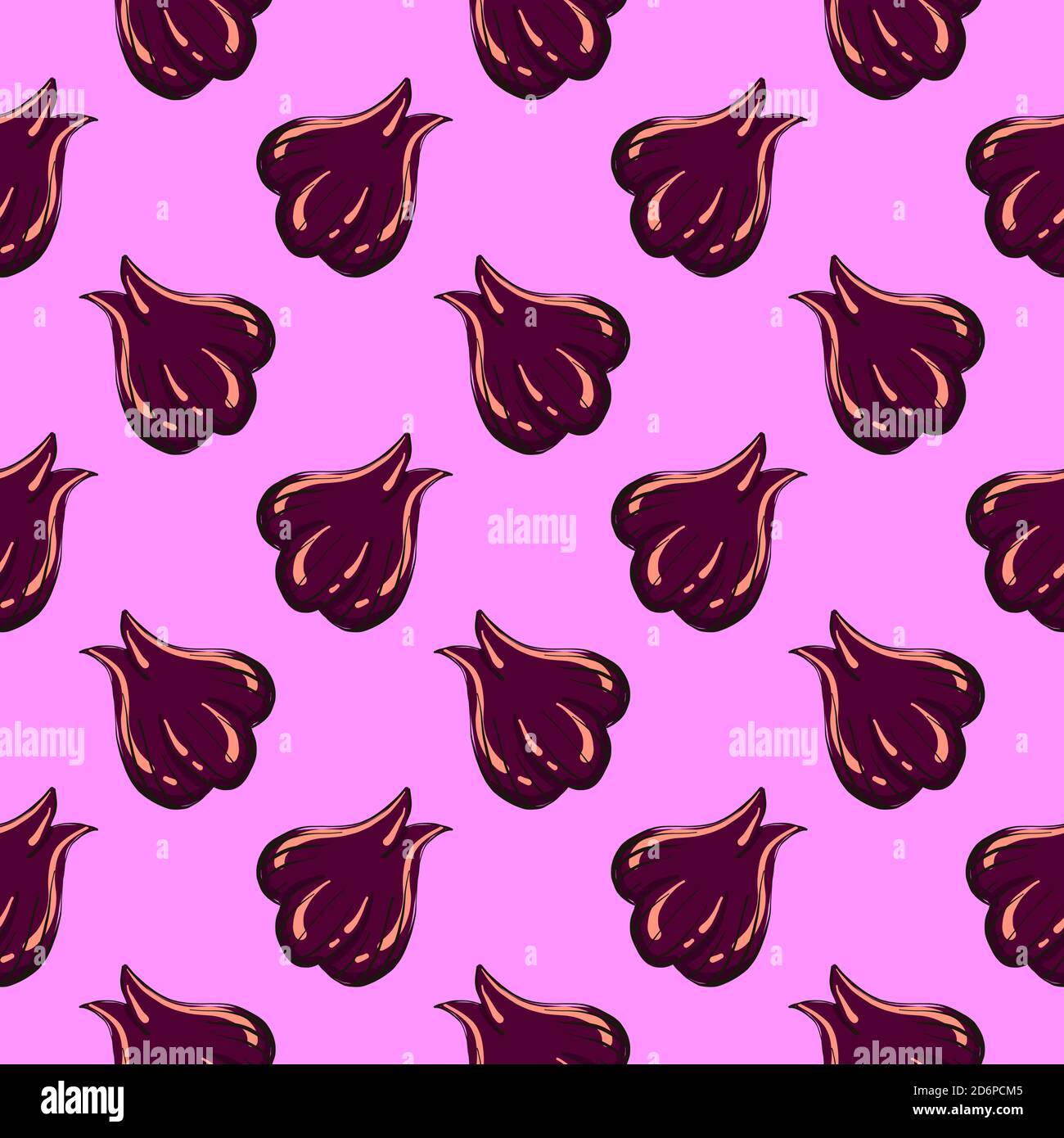 Purple onions ,seamless pattern on light pink background. Stock Vector