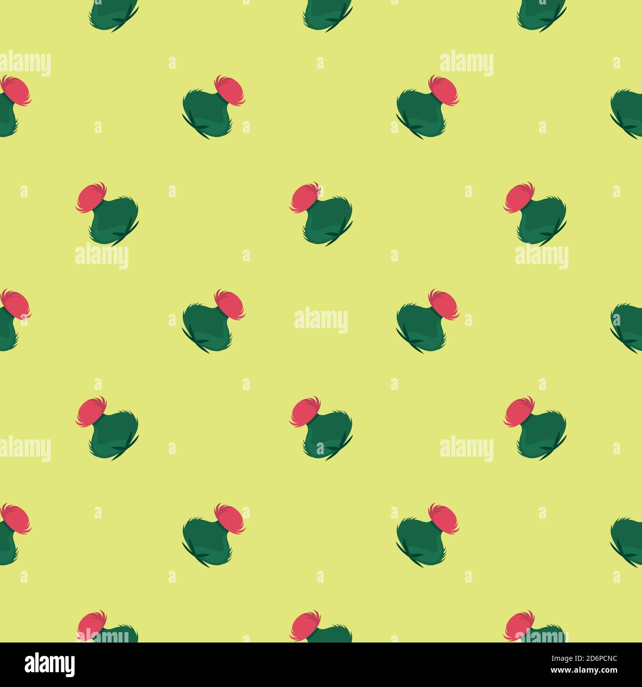 The smallest cactus in the garden,seamless pattern on light beige background. Stock Vector