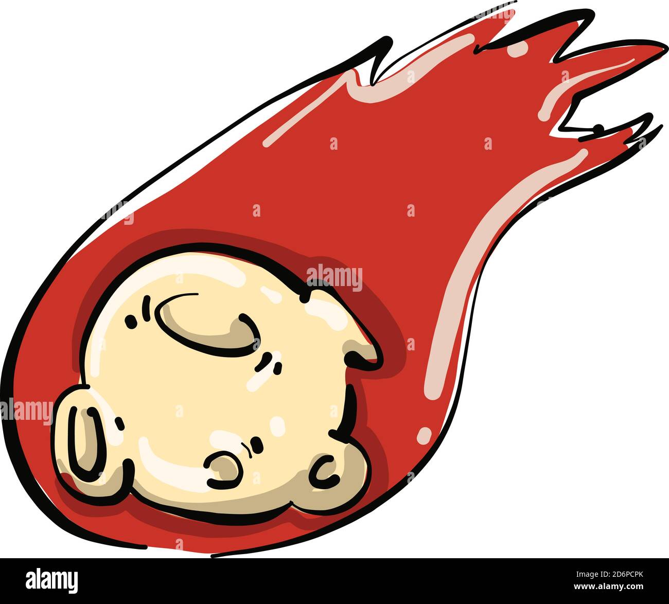 Shooting asteroid, illustration, vector on white background. Stock Vector