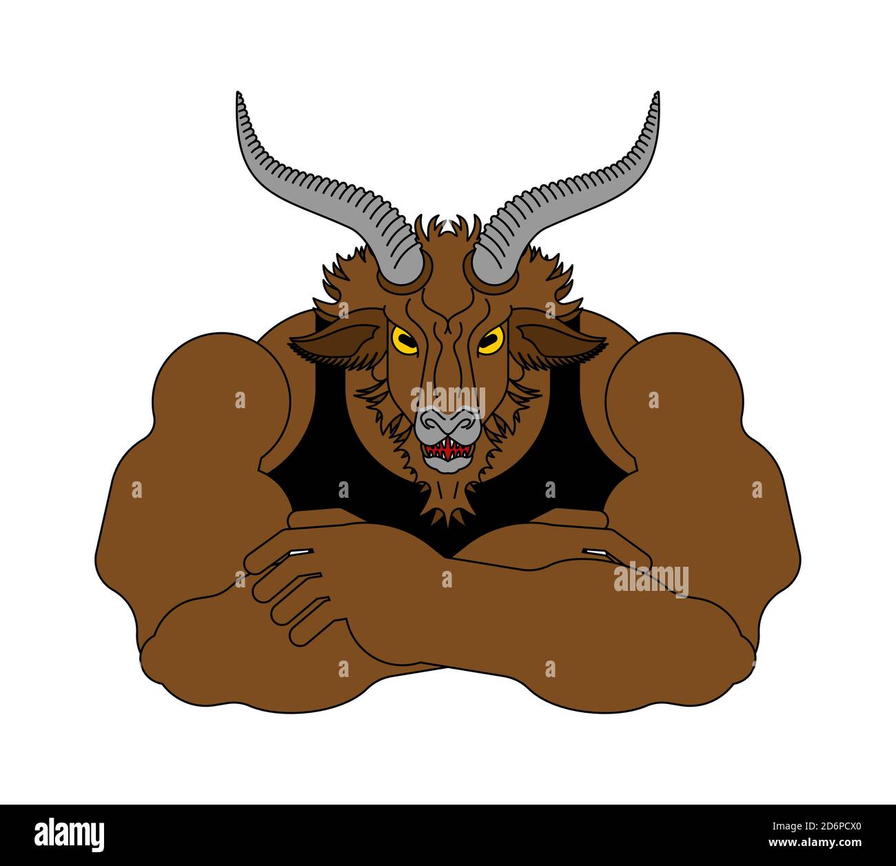 Angry Strong goat. Evil goat. wicked animal. vector illustration Stock Vector