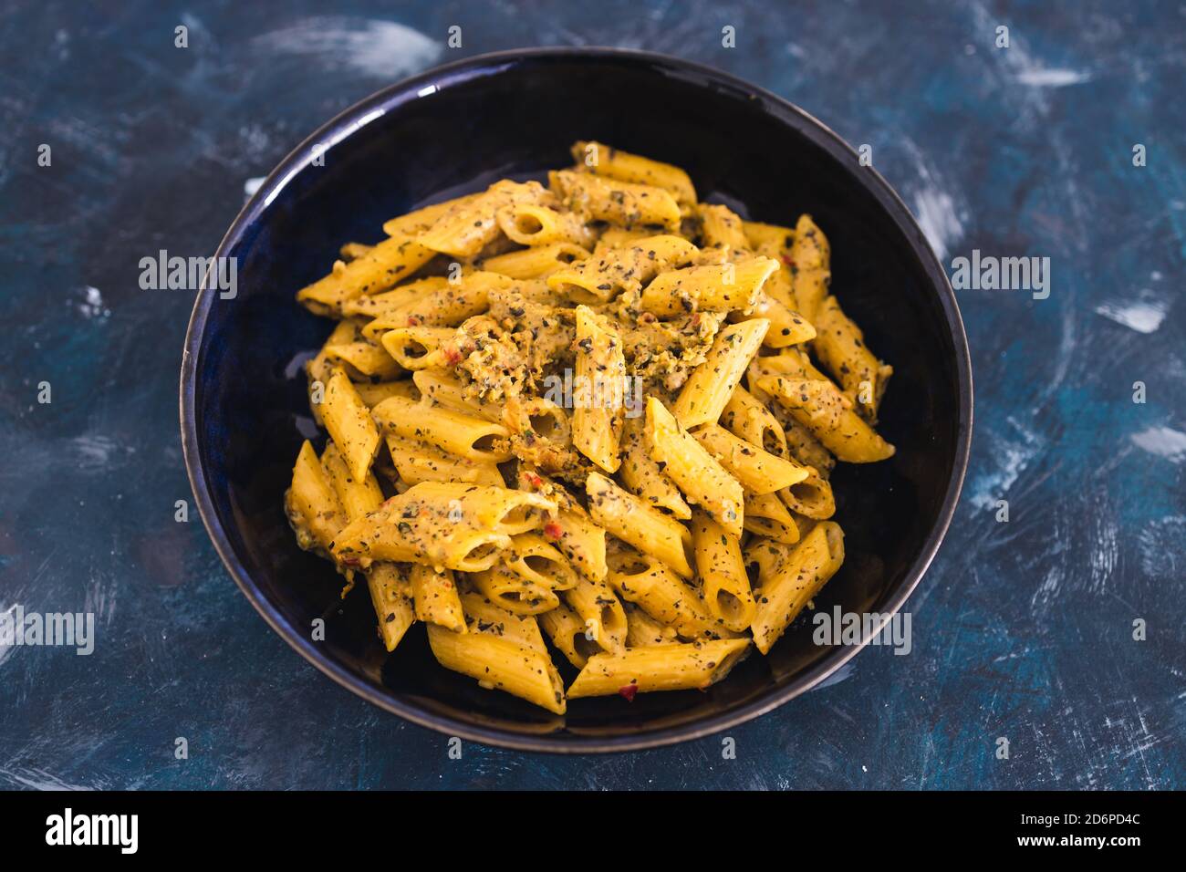 healthy plantbased food recipes concept, vegan alfredo pasta with