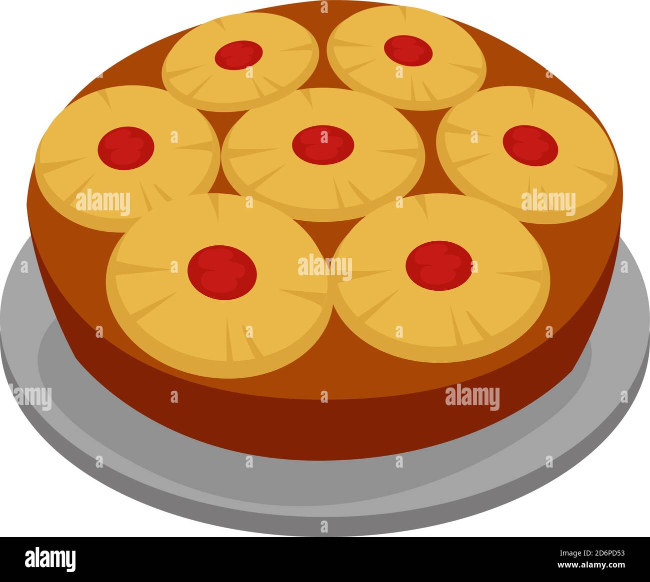 Pineapple cake, illustration, vector on white background Stock Vector ...