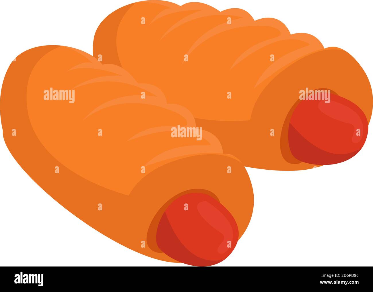 Sausage roll, illustration, vector on white background Stock Vector