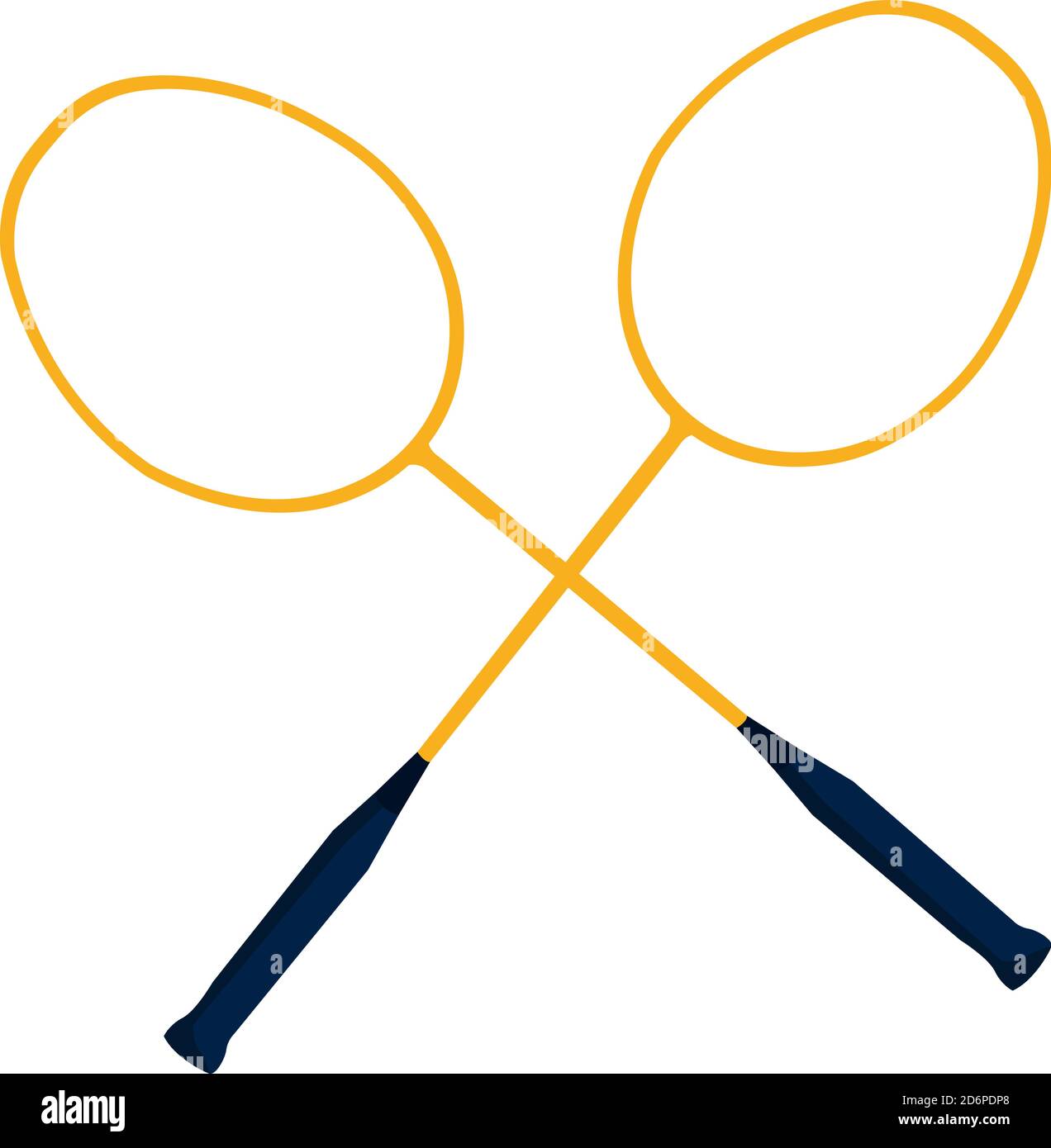 Badminton rackets, illustration, vector on white background Stock