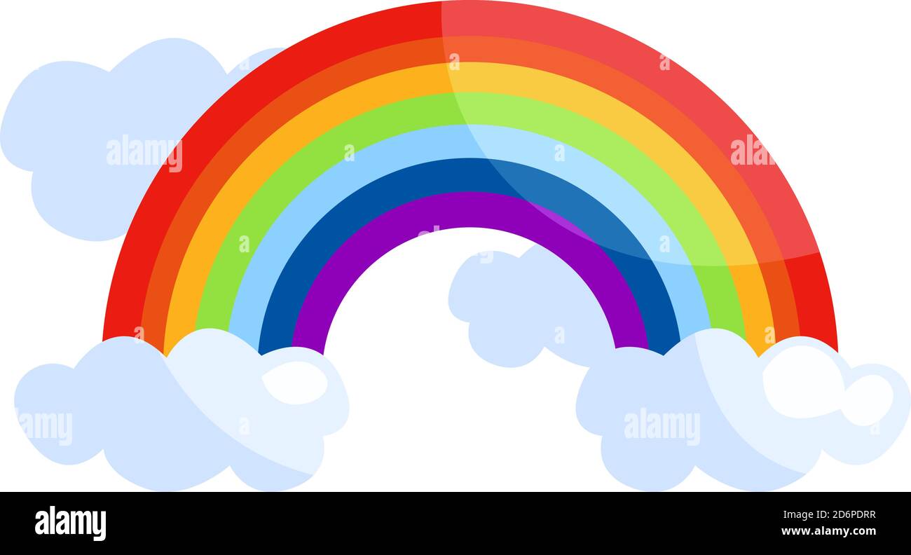Rainbow with clouds, illustration, vector on white background Stock ...