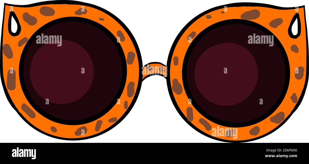 Orange round sunglasses, illustration, vector on white background. Stock Vector