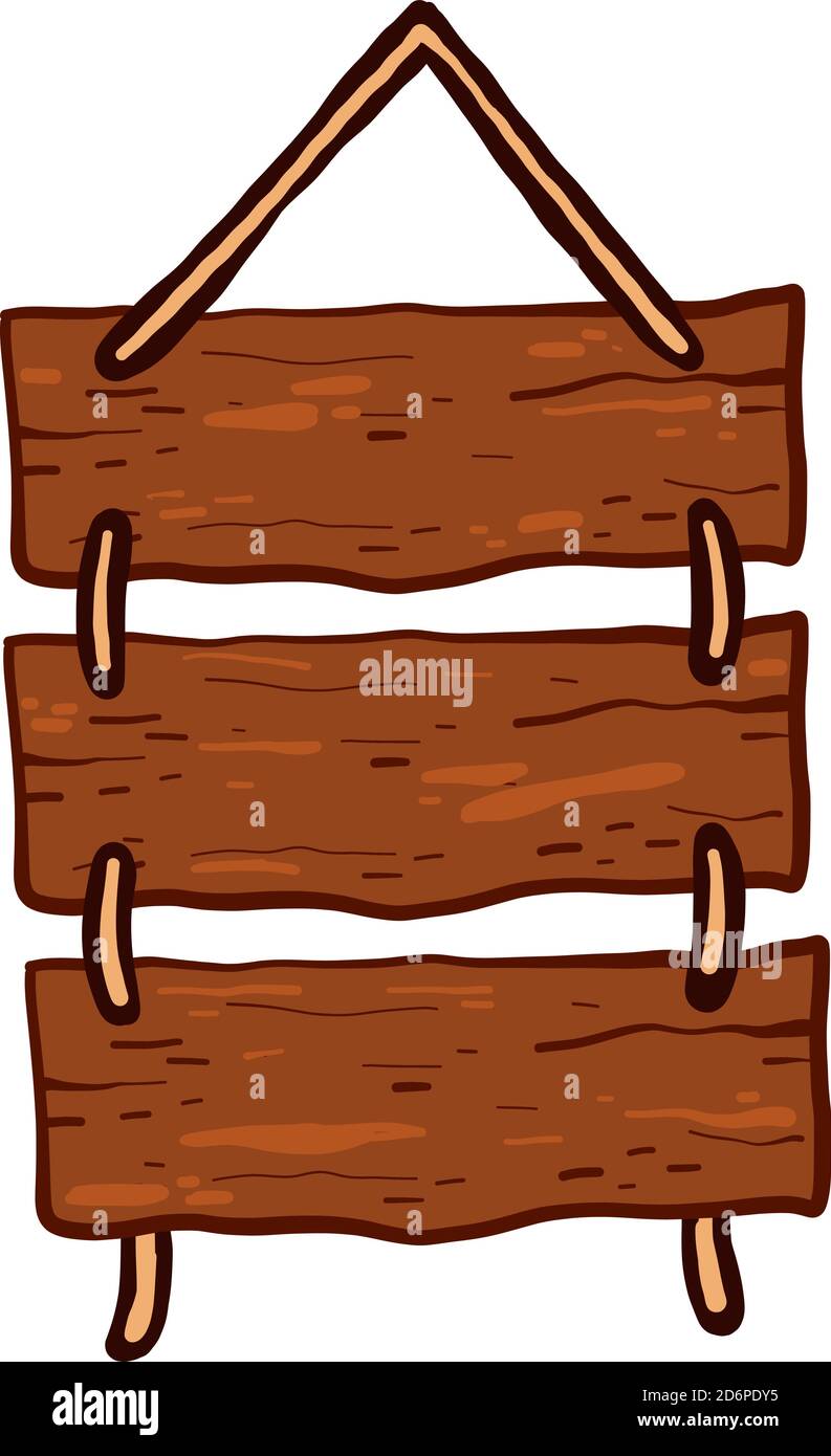 Long wooden board, illustration, vector on white background. Stock Vector