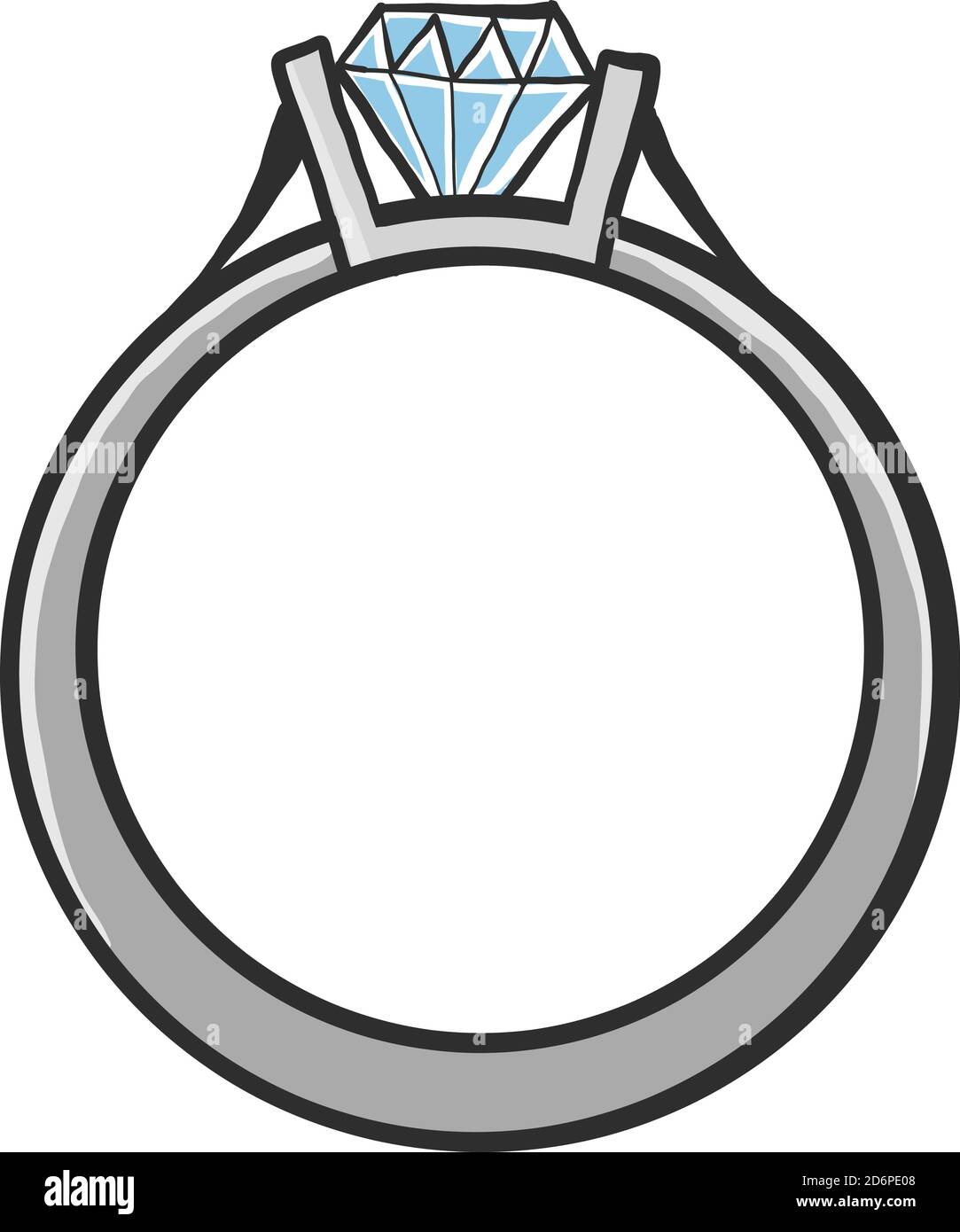 Ring with diamonds, illustration, vector on white background. Stock Vector