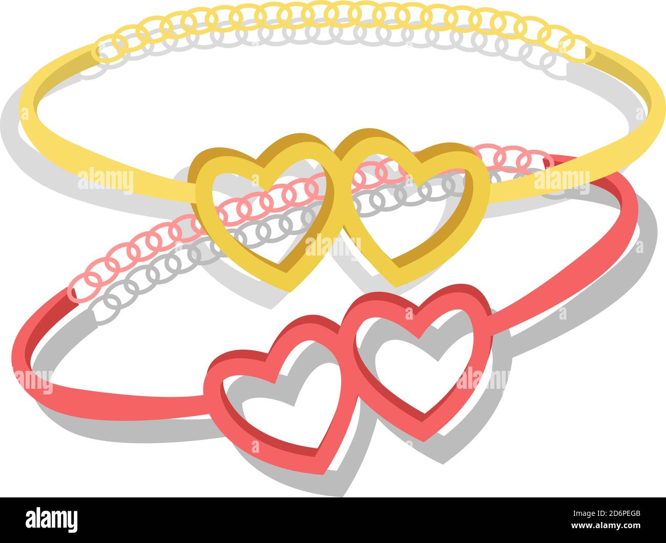 Heart bracelets, illustration, vector on white background Stock Vector ...