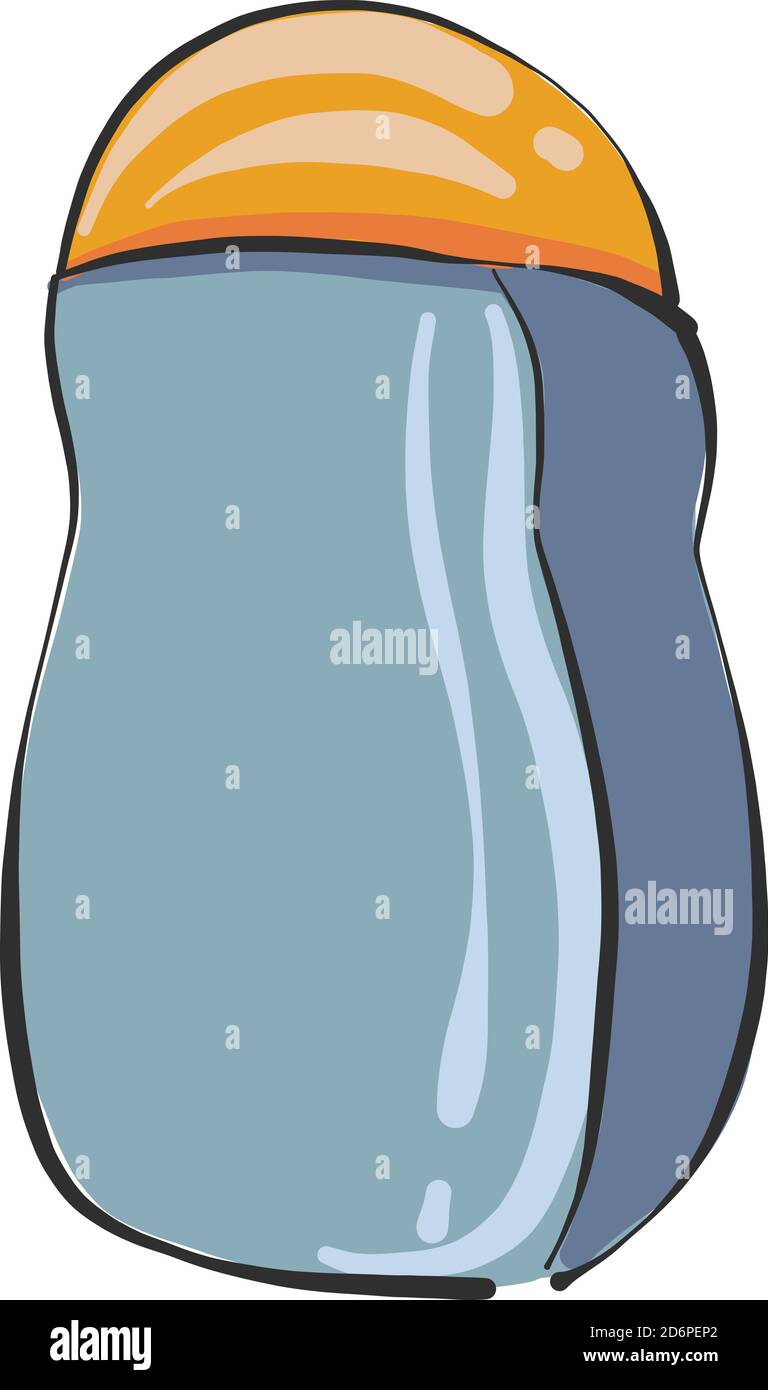 Blue thermos, illustration, vector on white background. Stock Vector