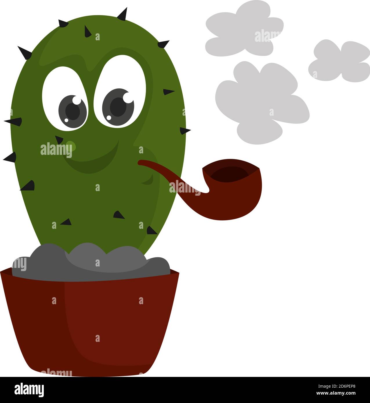 Cactus smoking, illustration, vector on white background. Stock Vector