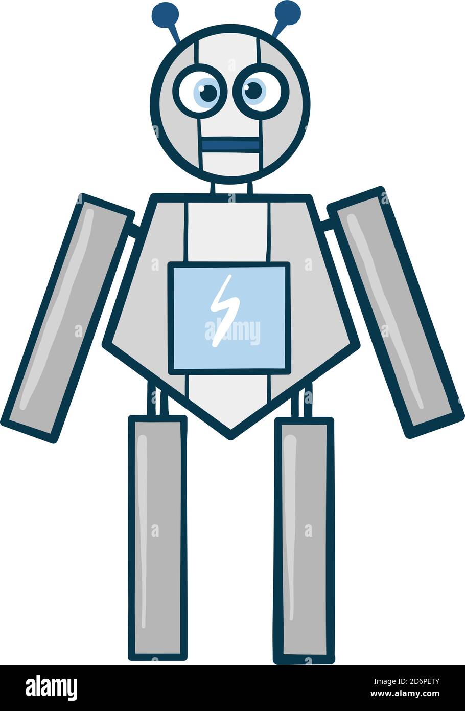 Surprised robot, illustration, vector on white background. Stock Vector