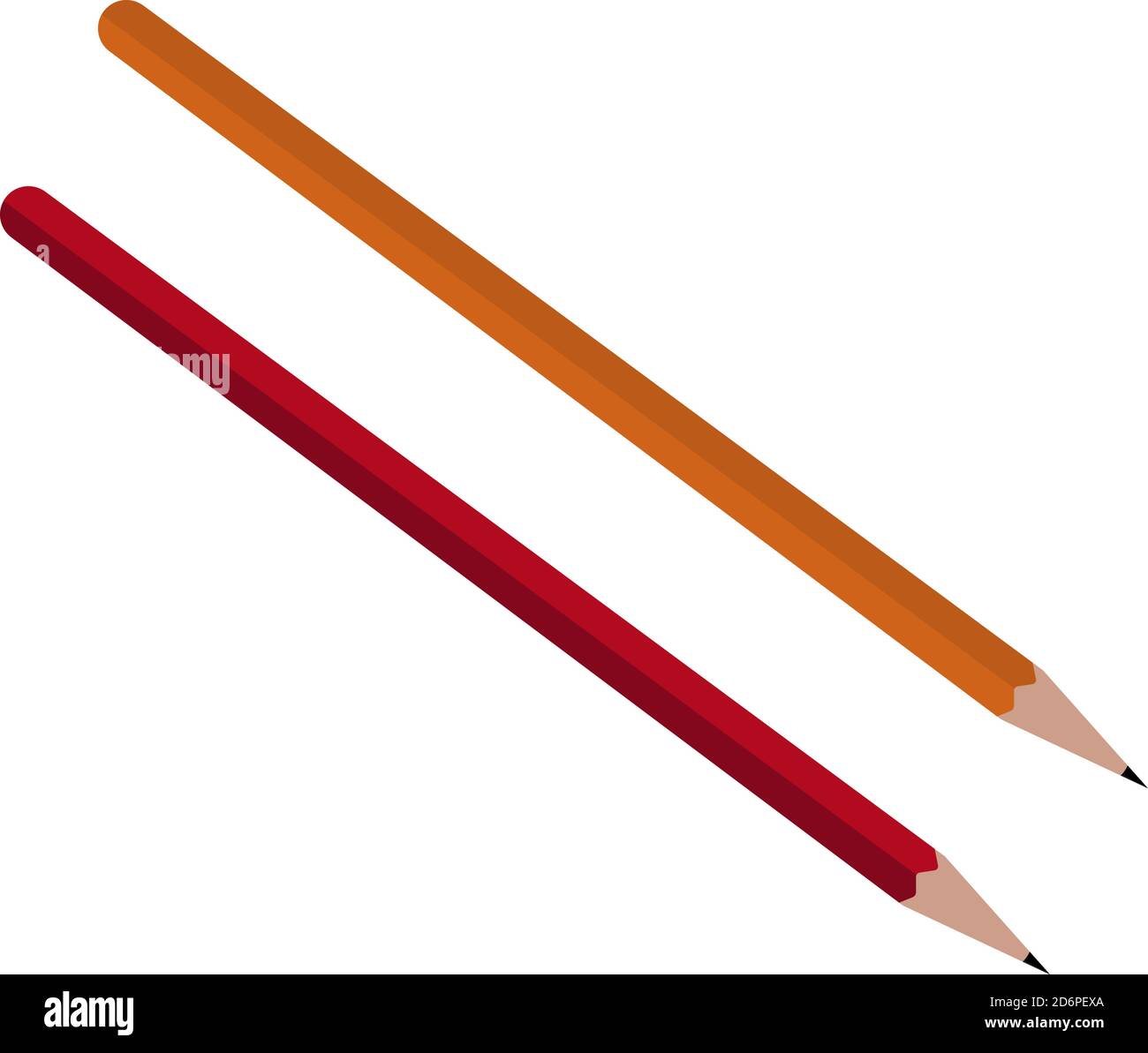 Two pencils, illustration, vector on white background Stock Vector