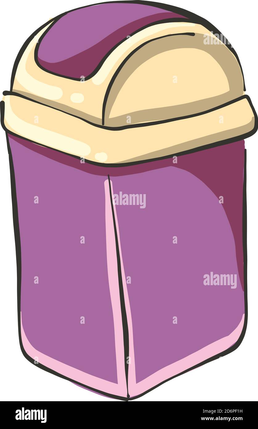 Purple trash can, illustration, vector on white background Stock Vector