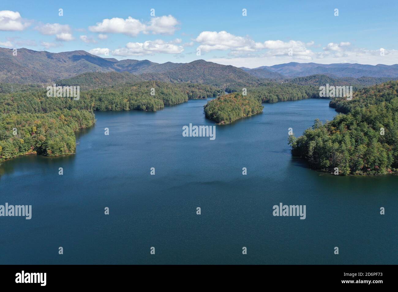 Aerial view of Lake Santeetlah, North Carolina and surrounding national