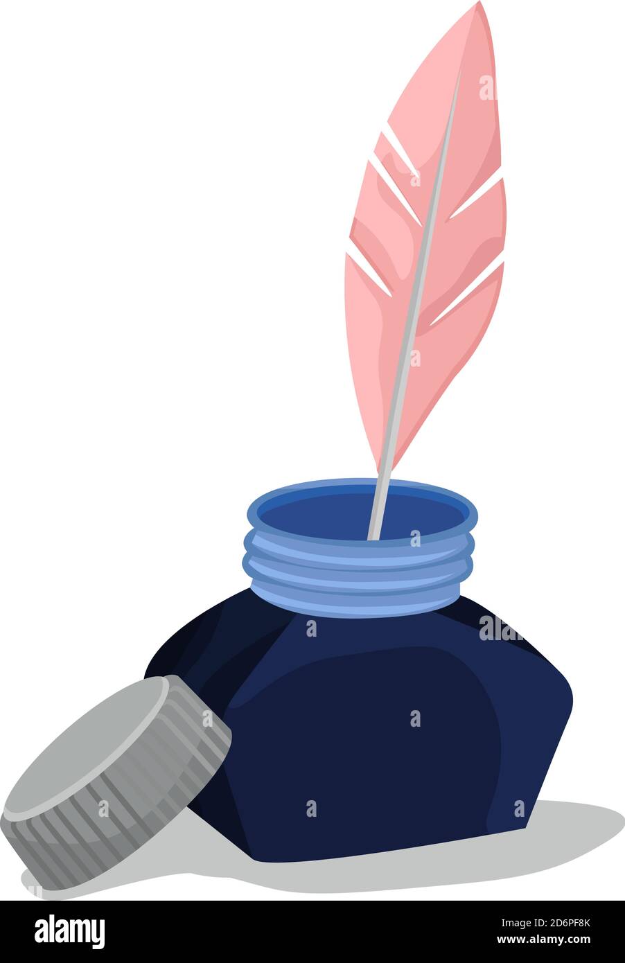 Blue ink pot, illustration, vector on white background Stock Vector