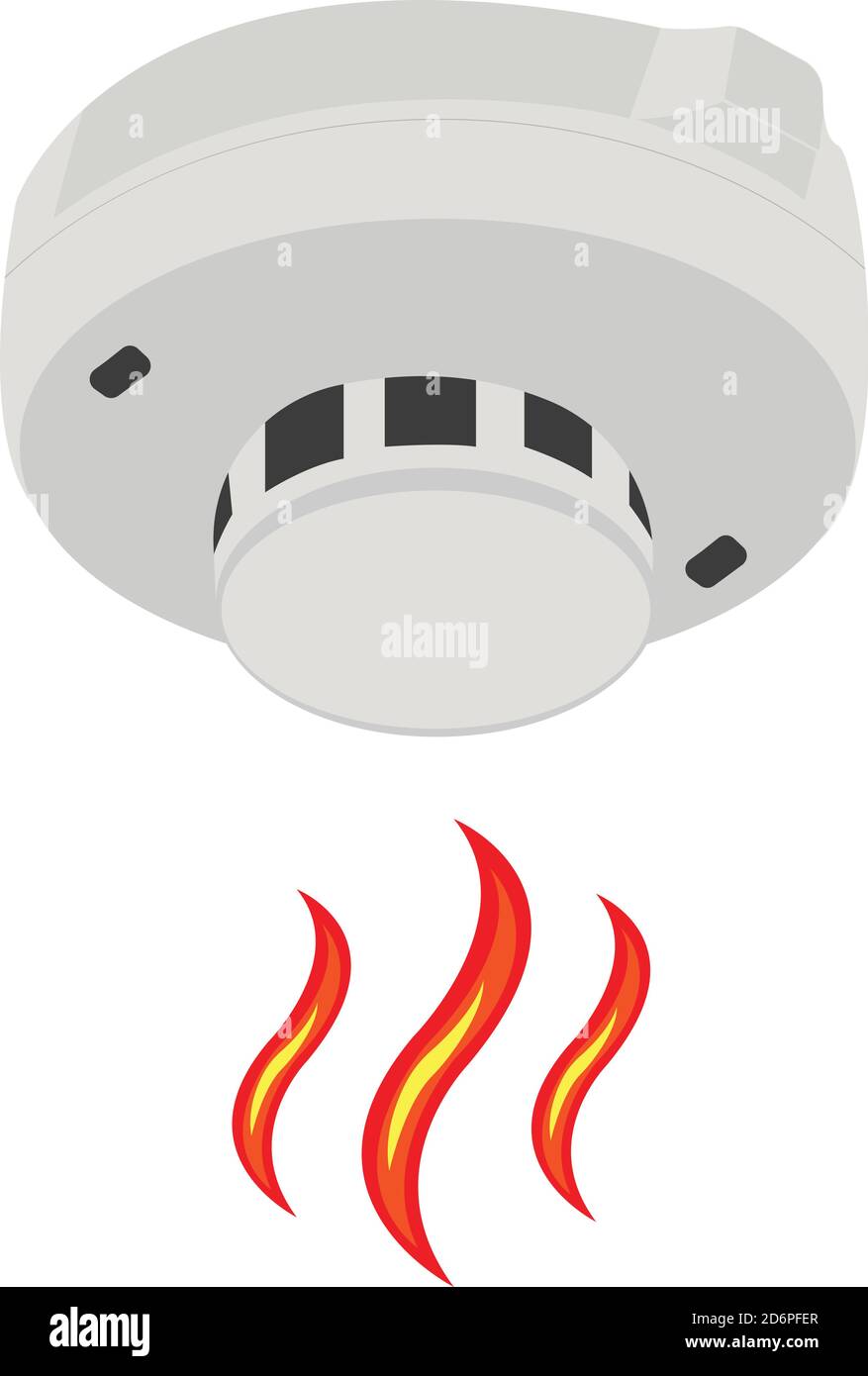 Smoke alarm, illustration, vector on white background Stock Vector