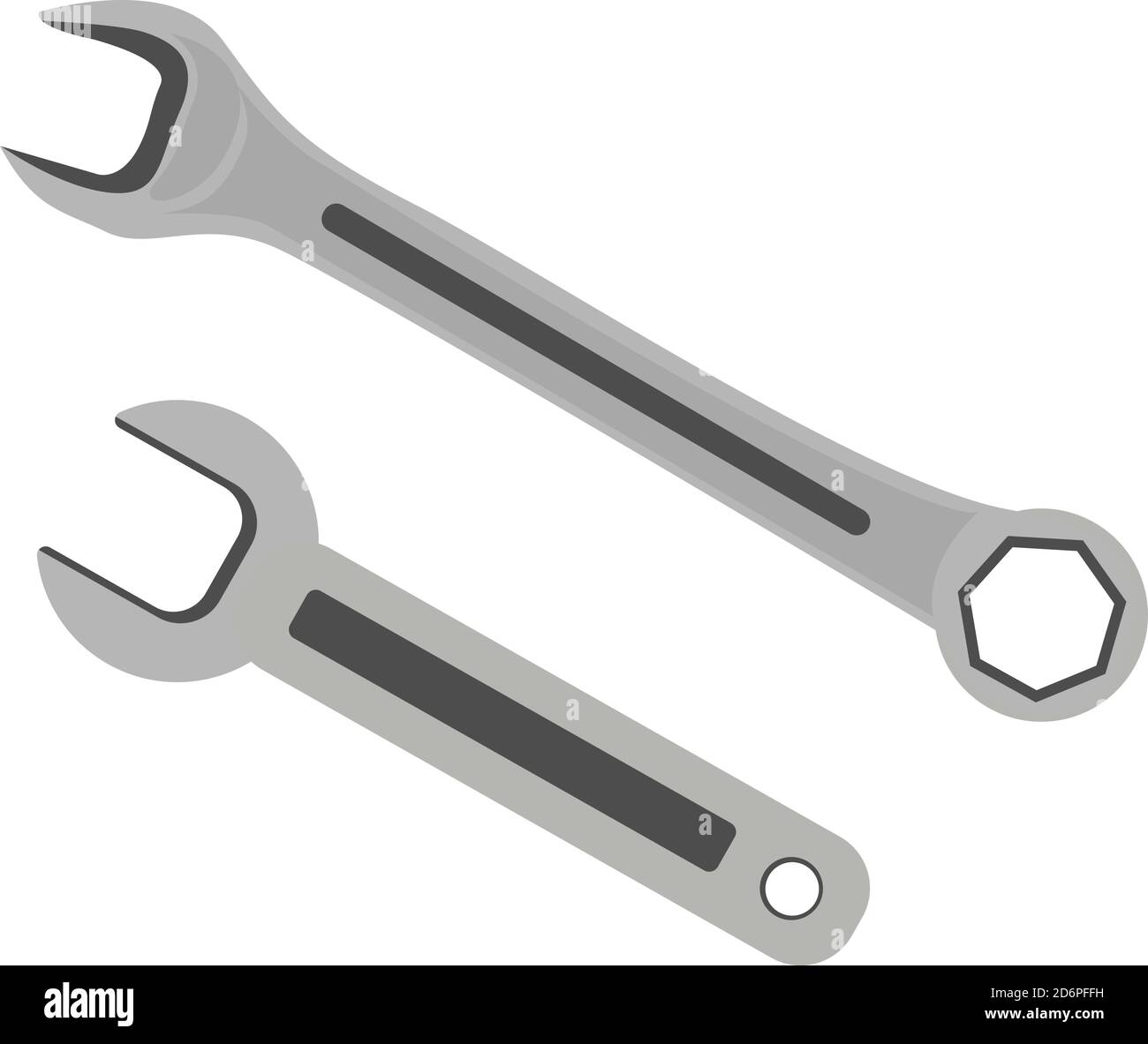 Two spanners, illustration, vector on white background Stock Vector