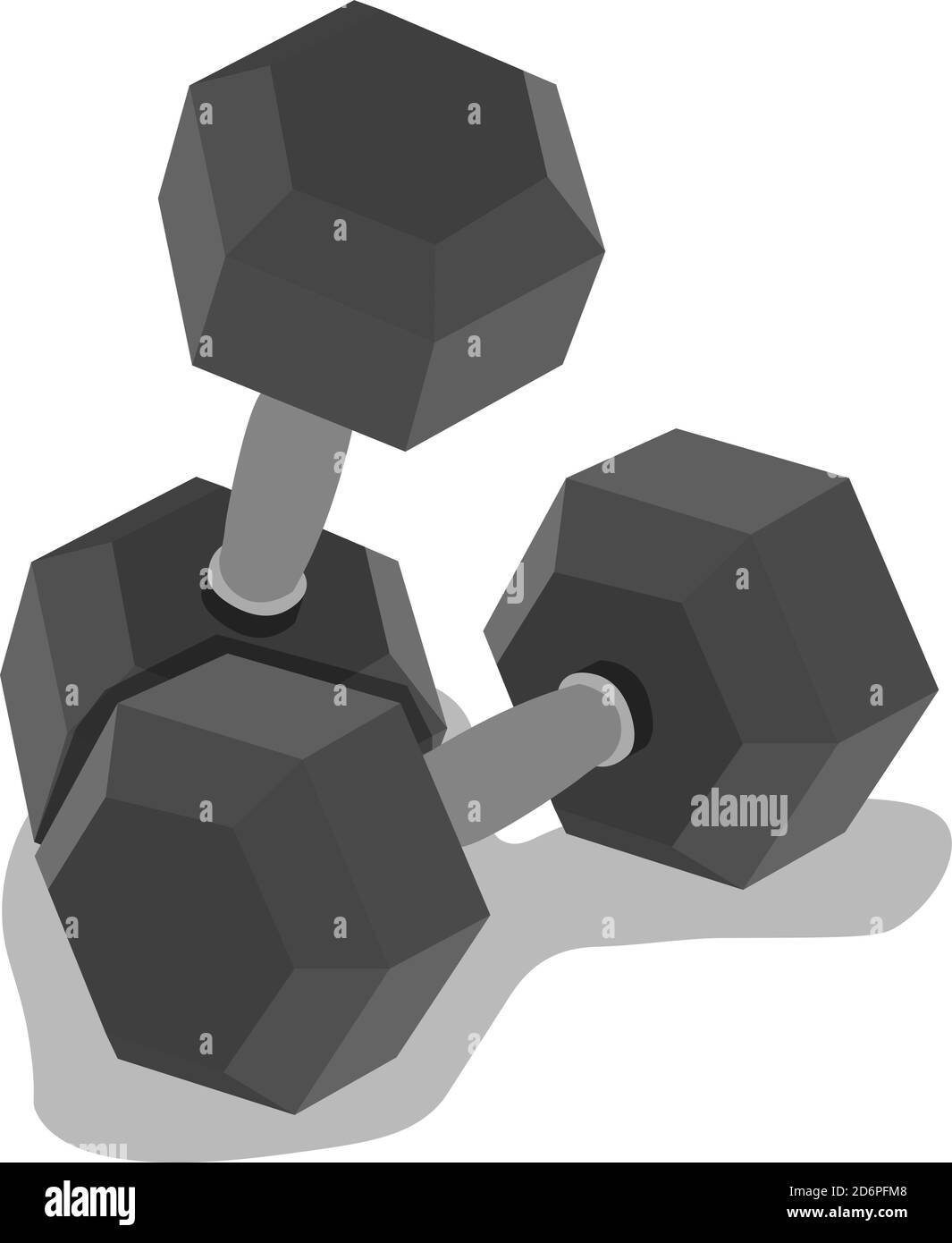 Grey dumbell, illustration, vector on white background Stock Vector