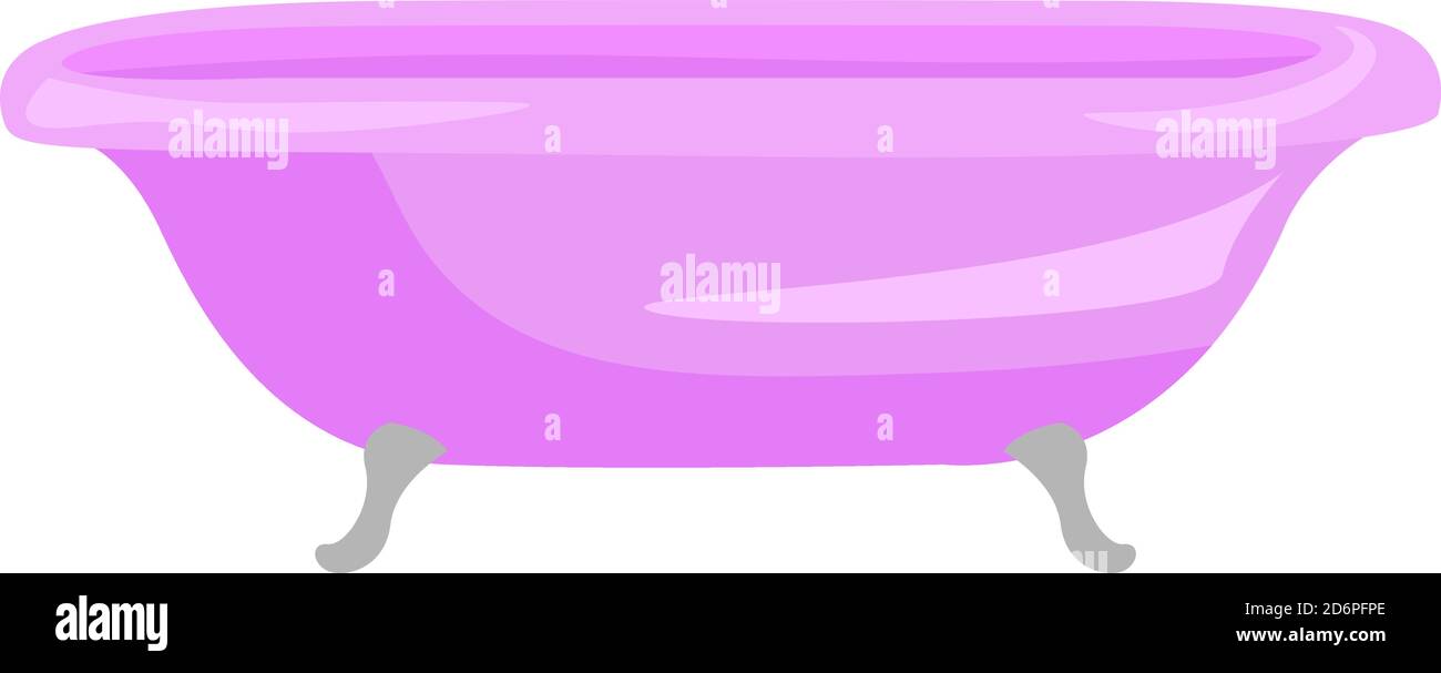 Pink bathtub, illustration, vector on white background Stock Vector