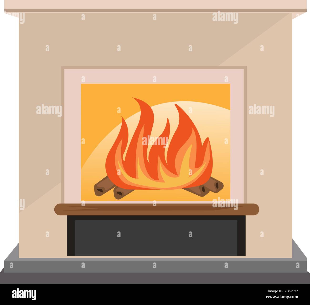 Fire place, illustration, vector on white background Stock Vector