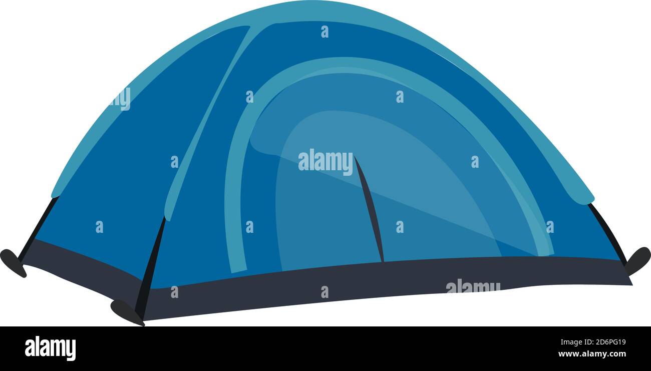 Blue camping tent, illustration, vector on white background Stock ...