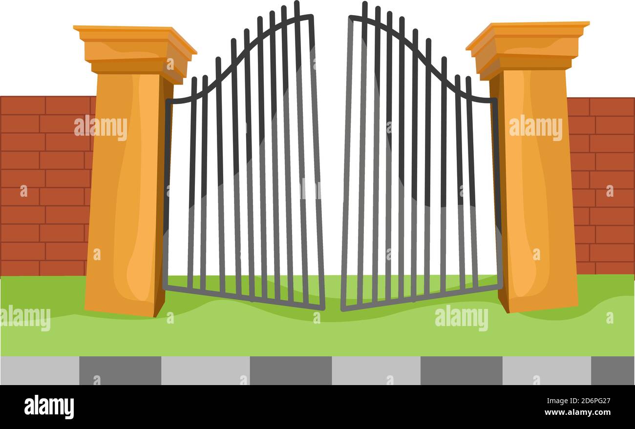 Big gate, illustration, vector on white background Stock Vector