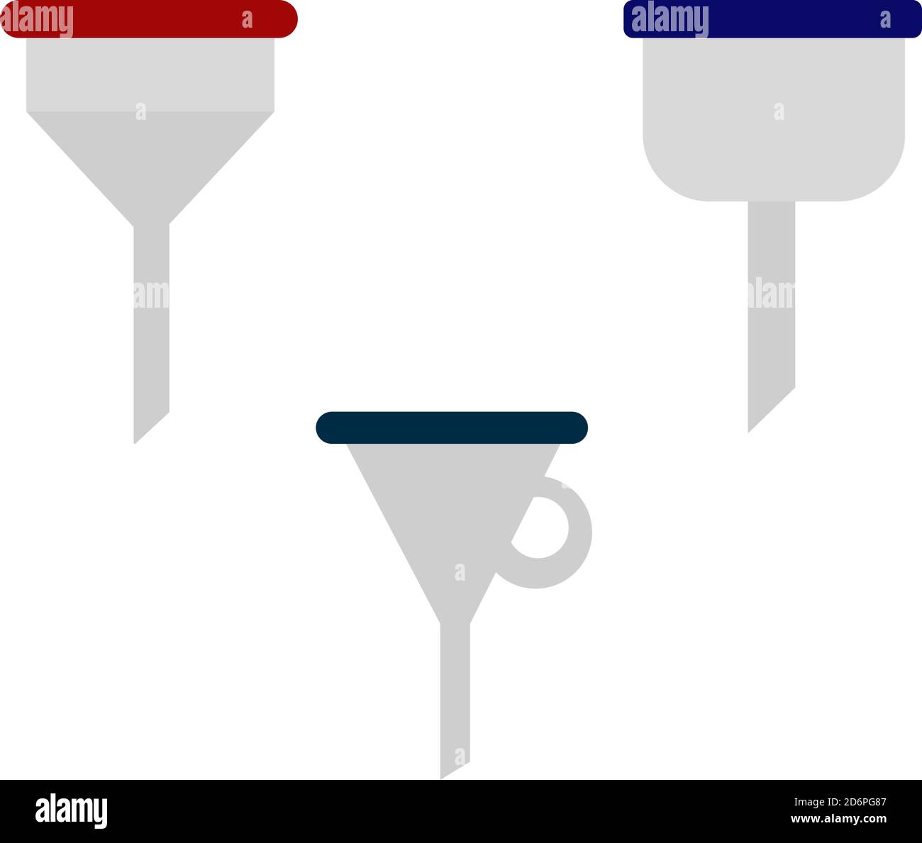 Metal funnels, illustration, vector on white background Stock Vector