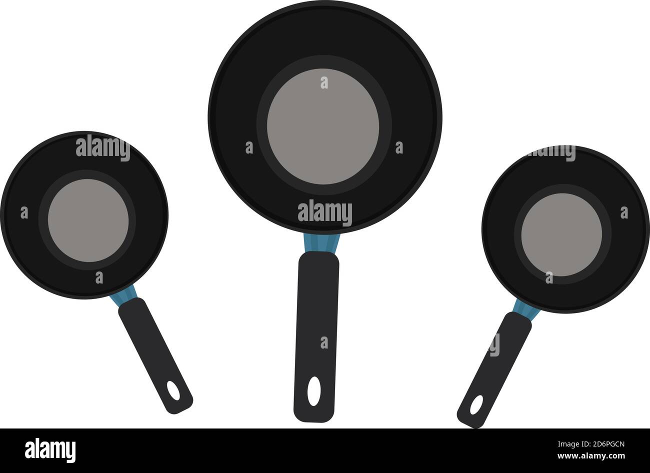 Frying pans, illustration, vector on white background Stock Vector