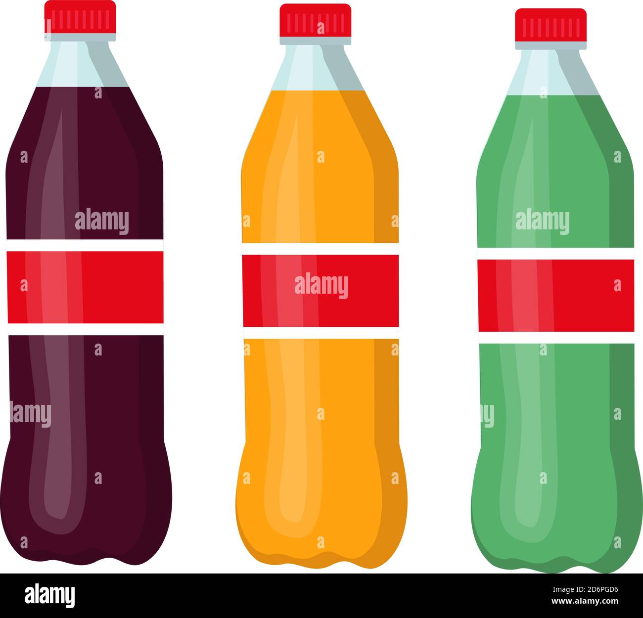 Soda bottles ,illustration, vector on white background. Stock Vector