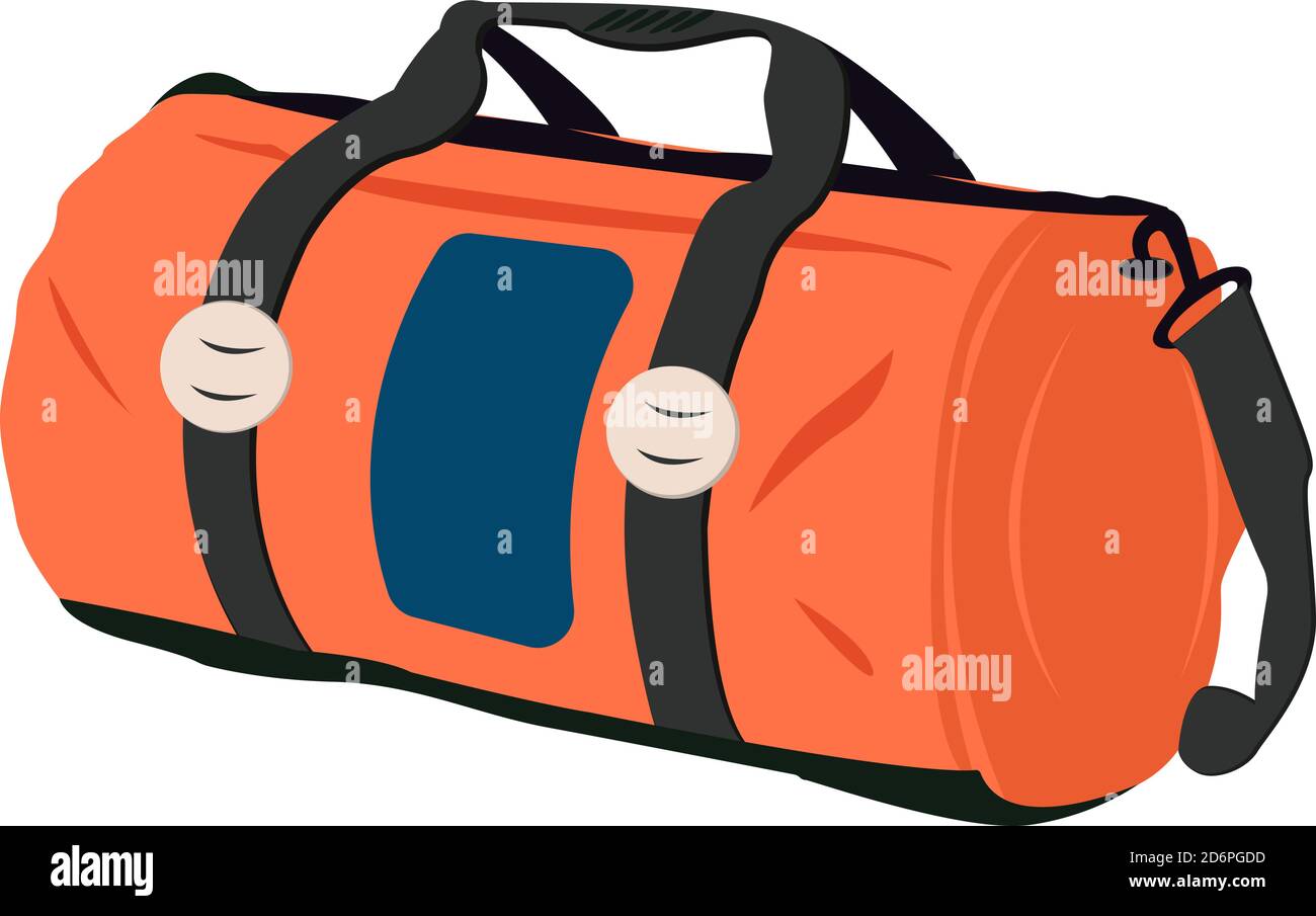 Orange Gym bag, illustration, vector on white background Stock Vector