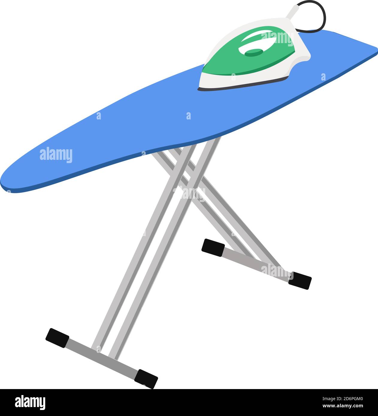 Ironing board and iron, illustration, vector on white background Stock Vector