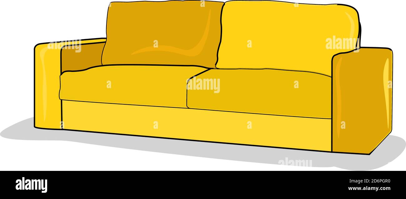 Yellow sofa, illustration, vector on white background Stock Vector Image & Art Alamy