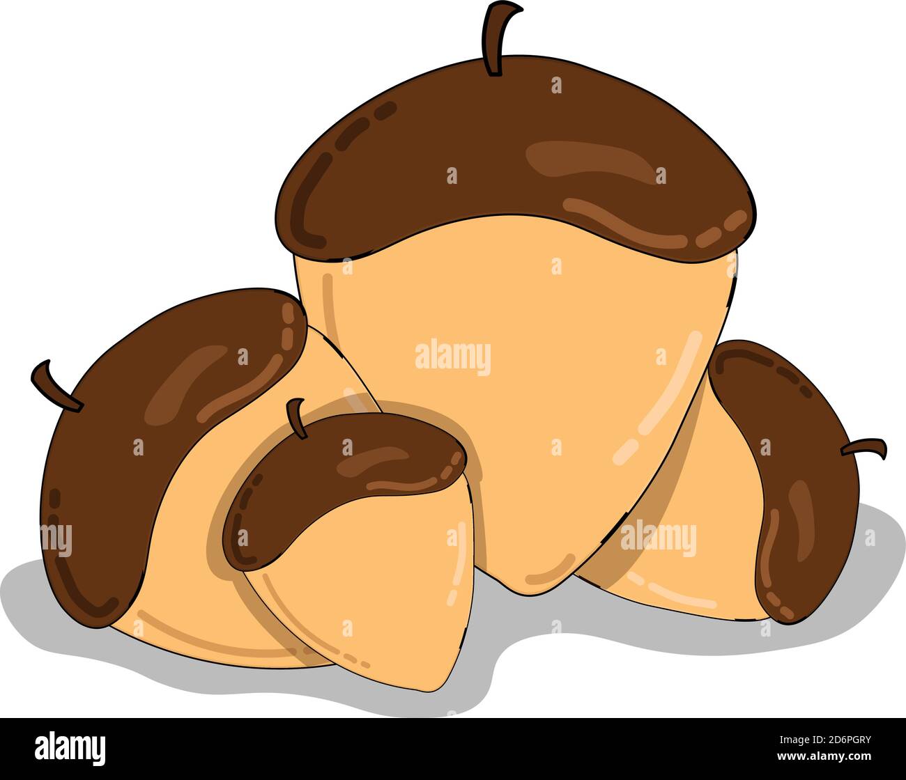 Brown nuts, illustration, vector on white background Stock Vector